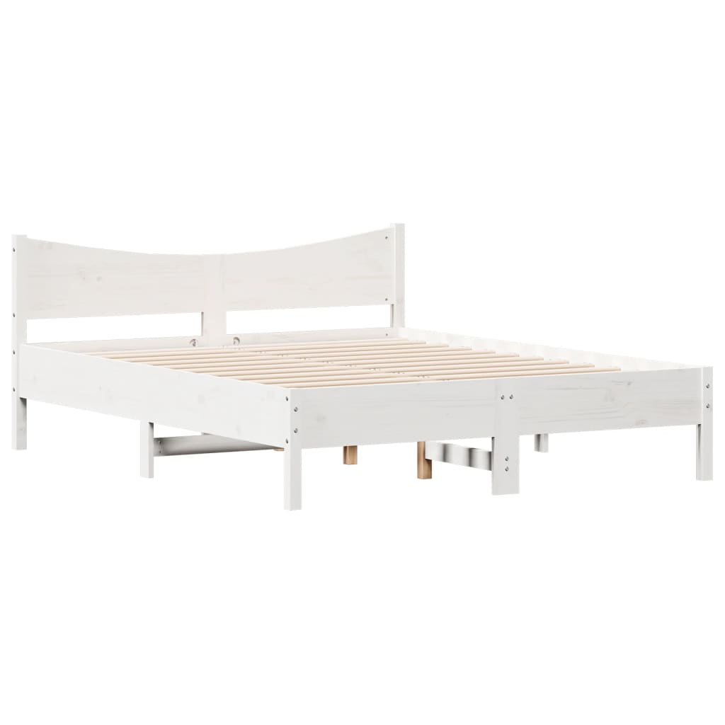 Cadre de lit sans matelas blanc 160x200 cm bois de pin massif - XIOS