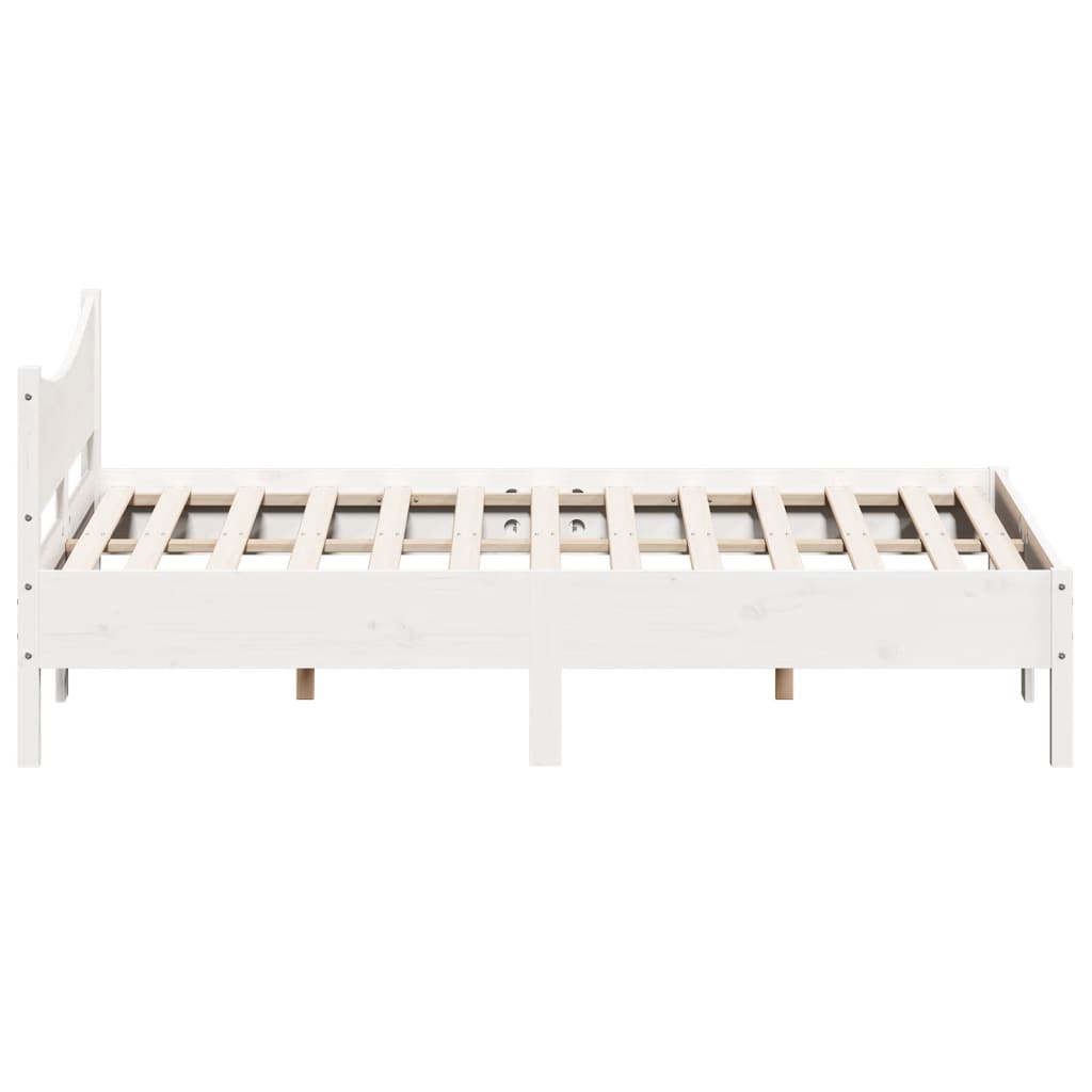 Cadre de lit sans matelas blanc 160x200 cm bois de pin massif - XIOS