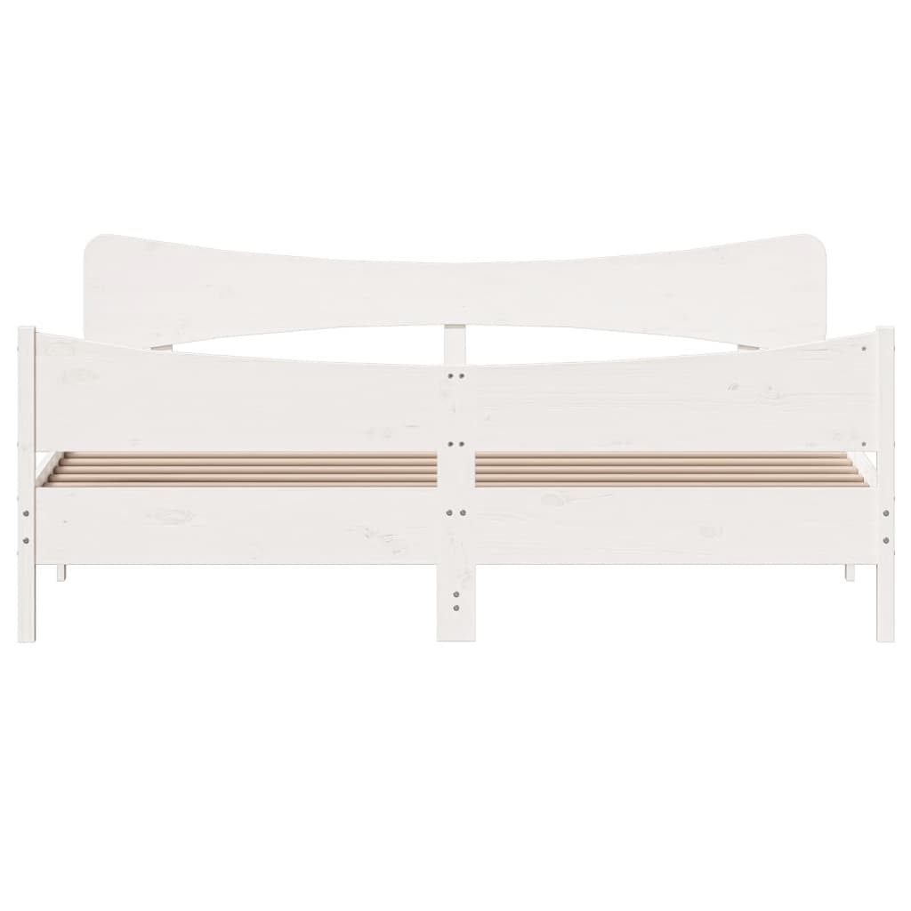 Cadre de lit sans matelas blanc 200x200 cm bois massif de pin - XIOS
