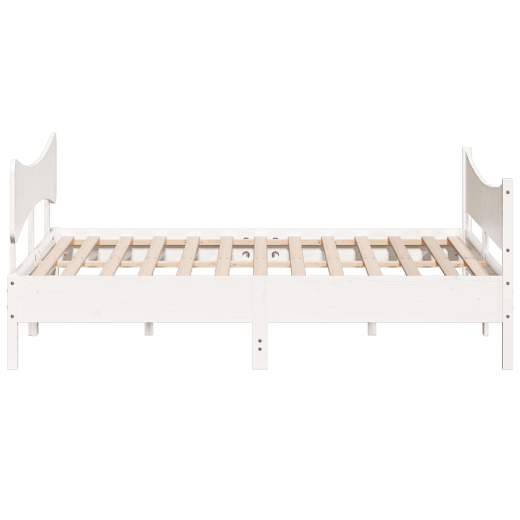 Cadre de lit sans matelas blanc 200x200 cm bois massif de pin - XIOS