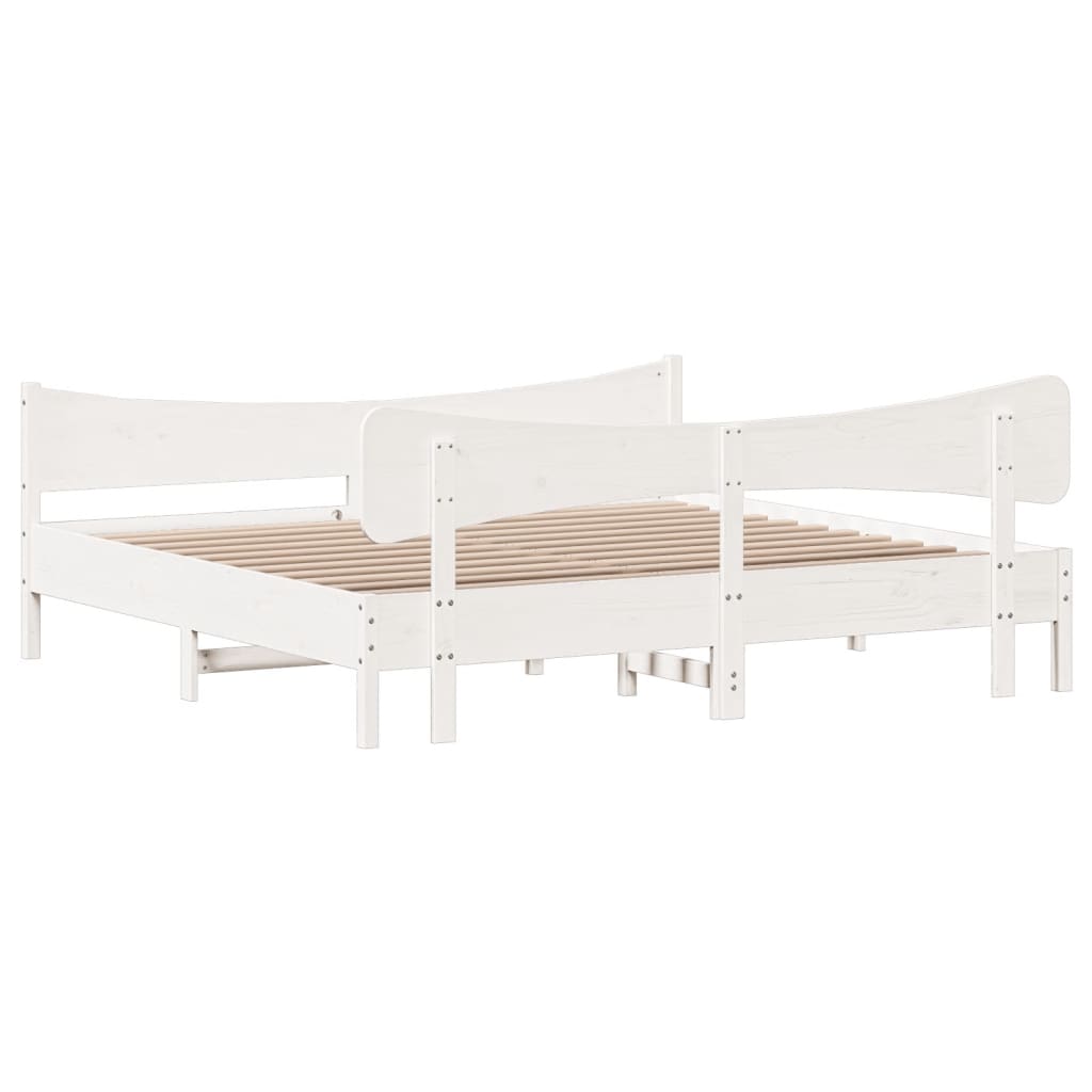 Cadre de lit sans matelas blanc 200x200 cm bois massif de pin - XIOS