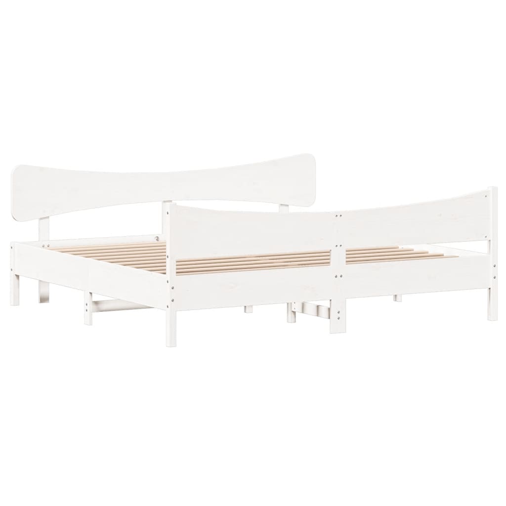 Cadre de lit sans matelas blanc 180x200 cm bois massif de pin - XIOS