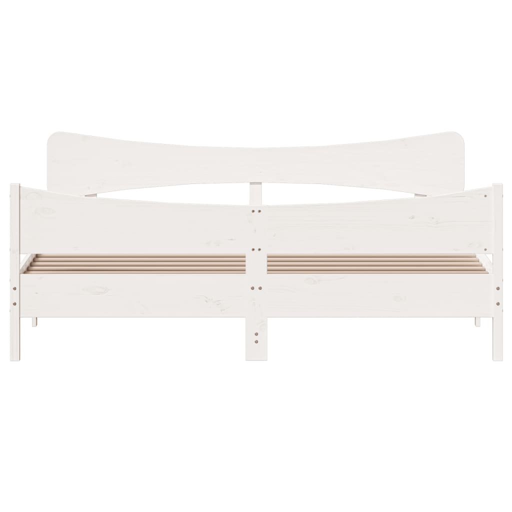 Cadre de lit sans matelas blanc 180x200 cm bois massif de pin - XIOS