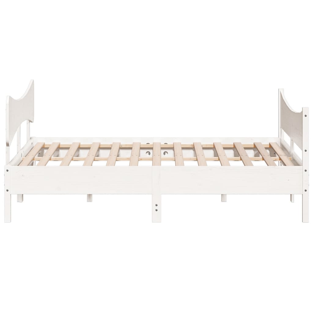 Cadre de lit sans matelas blanc 180x200 cm bois massif de pin - XIOS