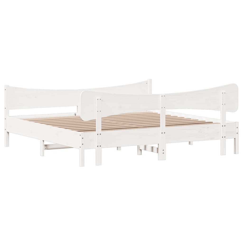 Cadre de lit sans matelas blanc 180x200 cm bois massif de pin - XIOS