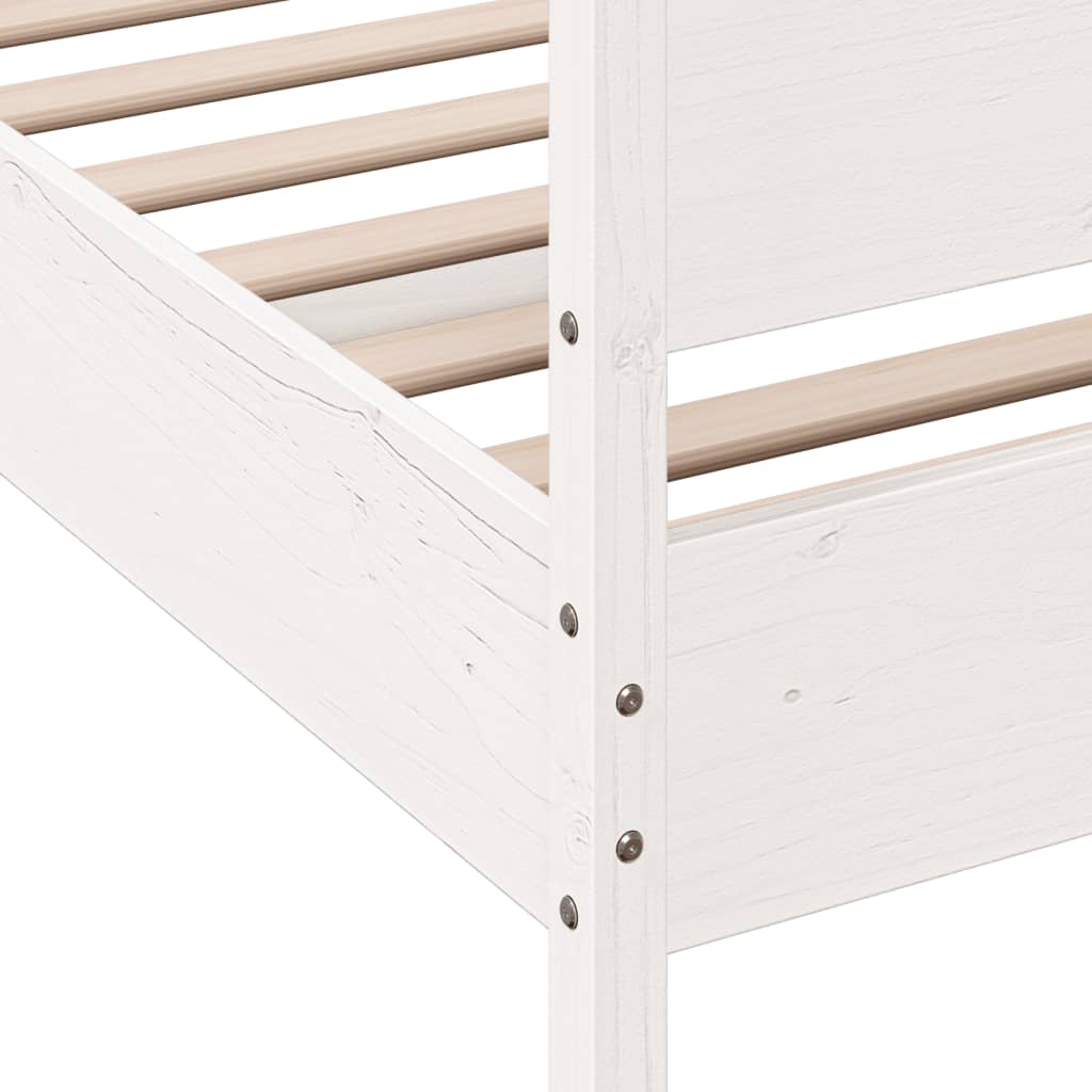 Cadre de lit sans matelas blanc 180x200 cm bois massif de pin - XIOS