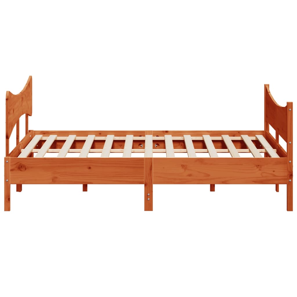 Cadre de lit sans matelas cire marron 180x200cm bois pin massif - XIOS
