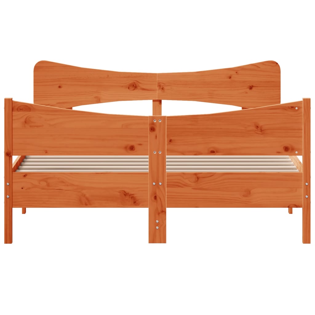 Cadre de lit sans matelas cire marron 160x200cm bois pin massif - XIOS