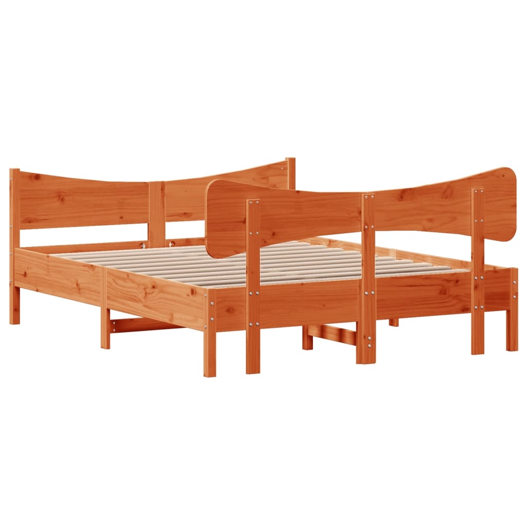 Cadre de lit sans matelas cire marron 160x200cm bois pin massif - XIOS