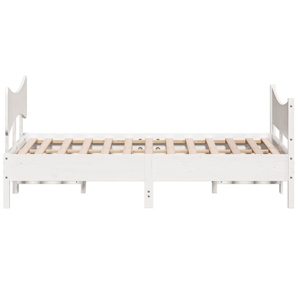 Cadre de lit sans matelas blanc 140x200 cm bois de pin massif - XIOS