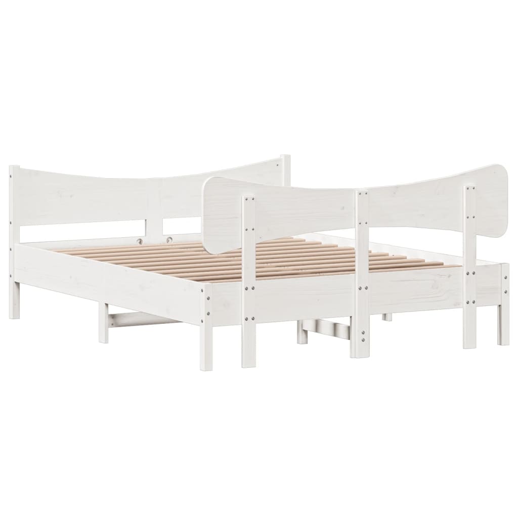 Cadre de lit sans matelas blanc 140x200 cm bois de pin massif - XIOS