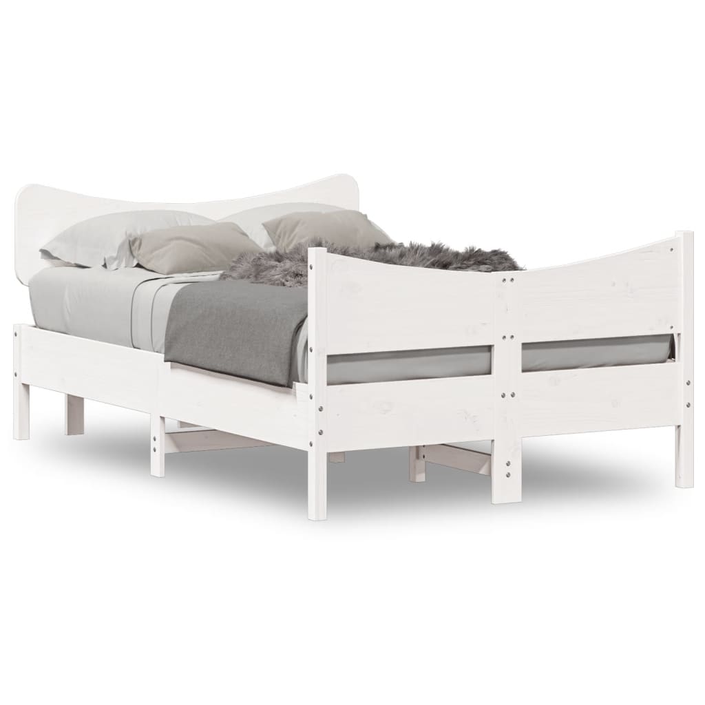 Cadre de lit sans matelas blanc 120x200 cm bois de pin massif - XIOS