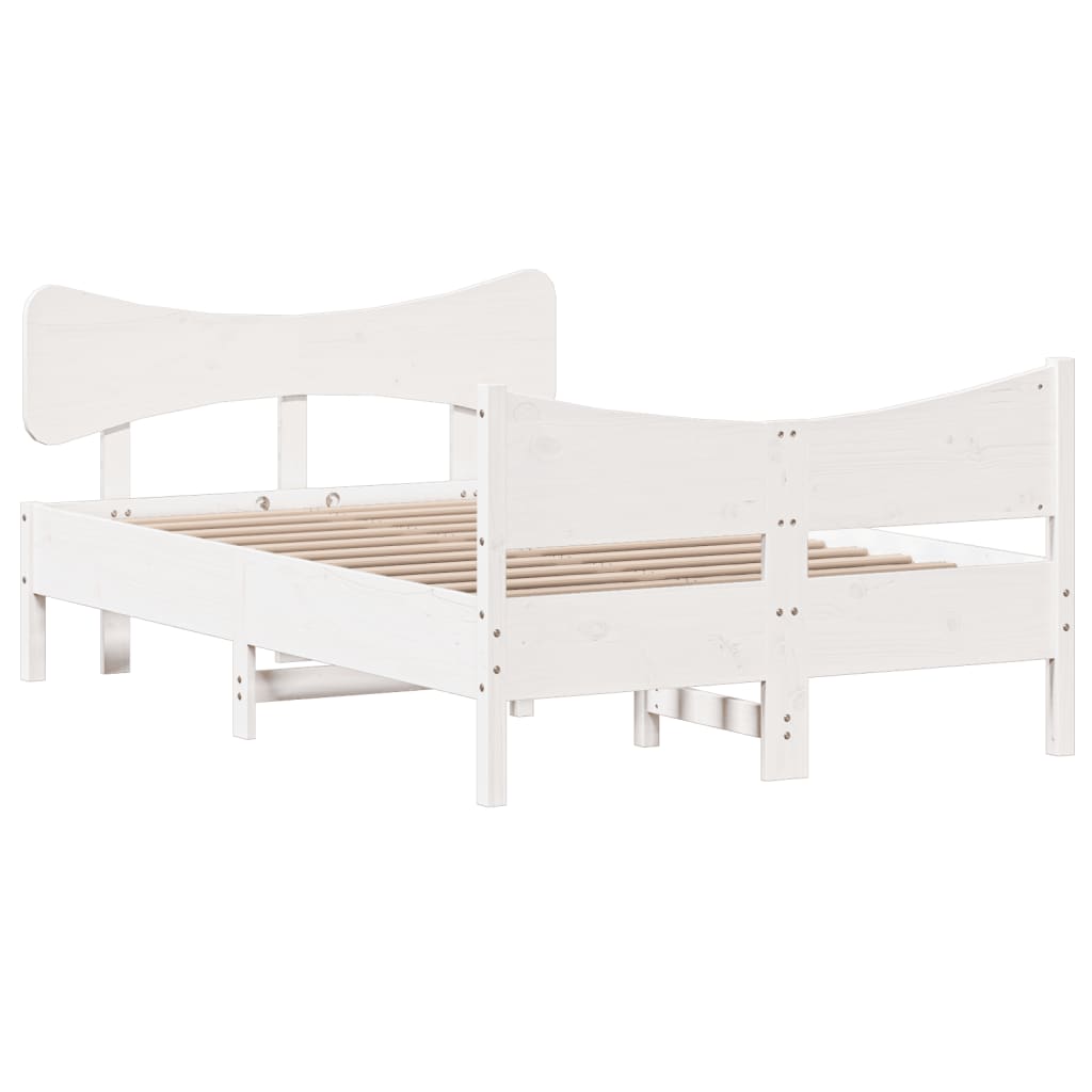 Cadre de lit sans matelas blanc 120x200 cm bois de pin massif - XIOS