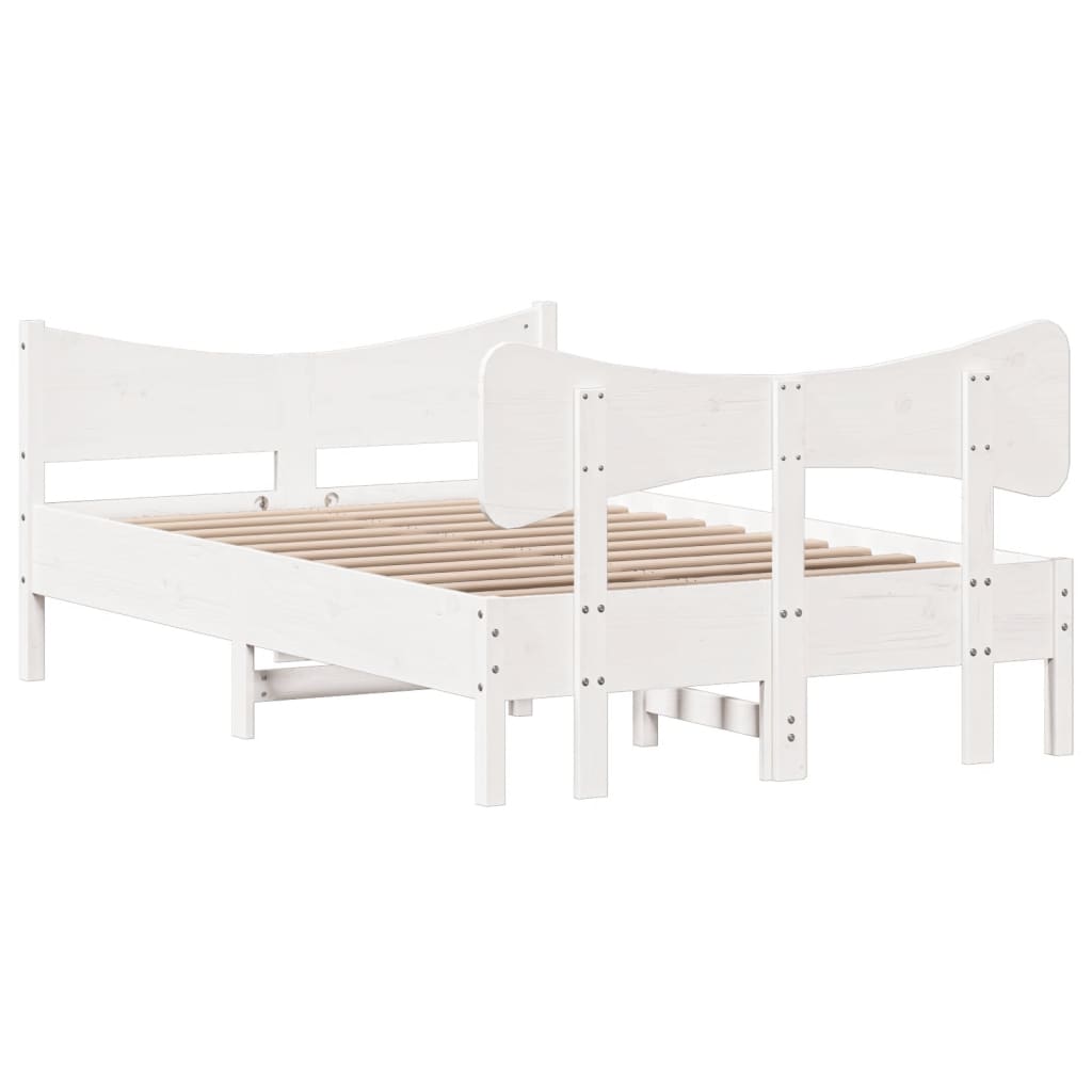 Cadre de lit sans matelas blanc 120x200 cm bois de pin massif - XIOS