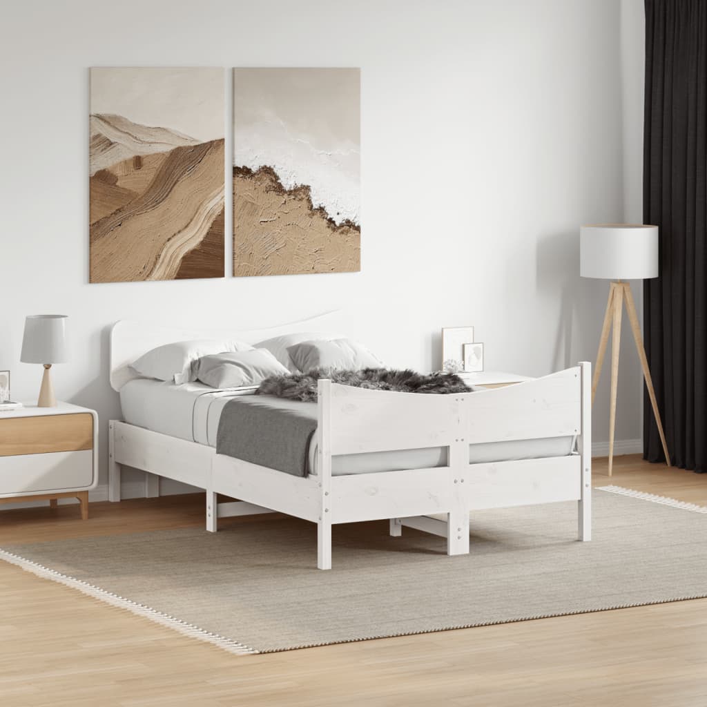 Cadre de lit sans matelas blanc 120x200 cm bois de pin massif - XIOS
