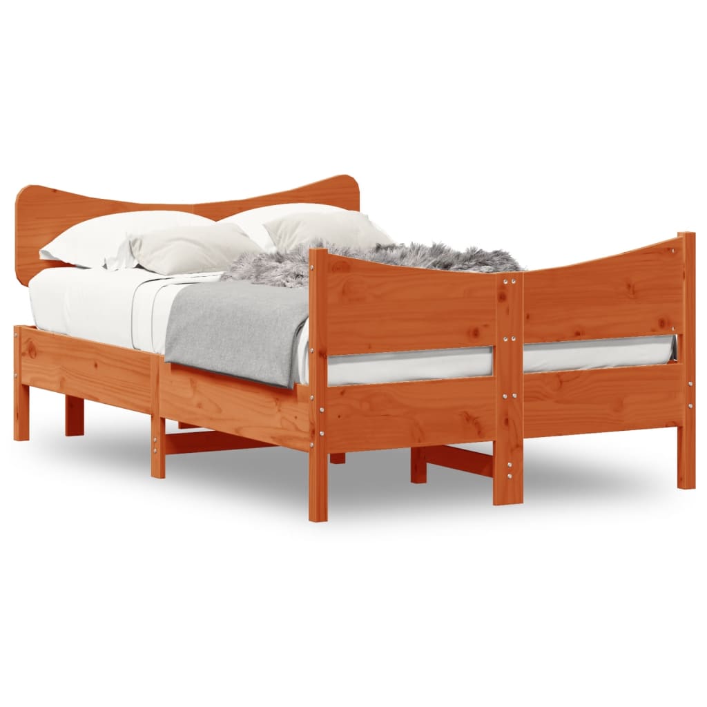 Cadre de lit sans matelas cire marron 120x200cm bois pin massif - XIOS