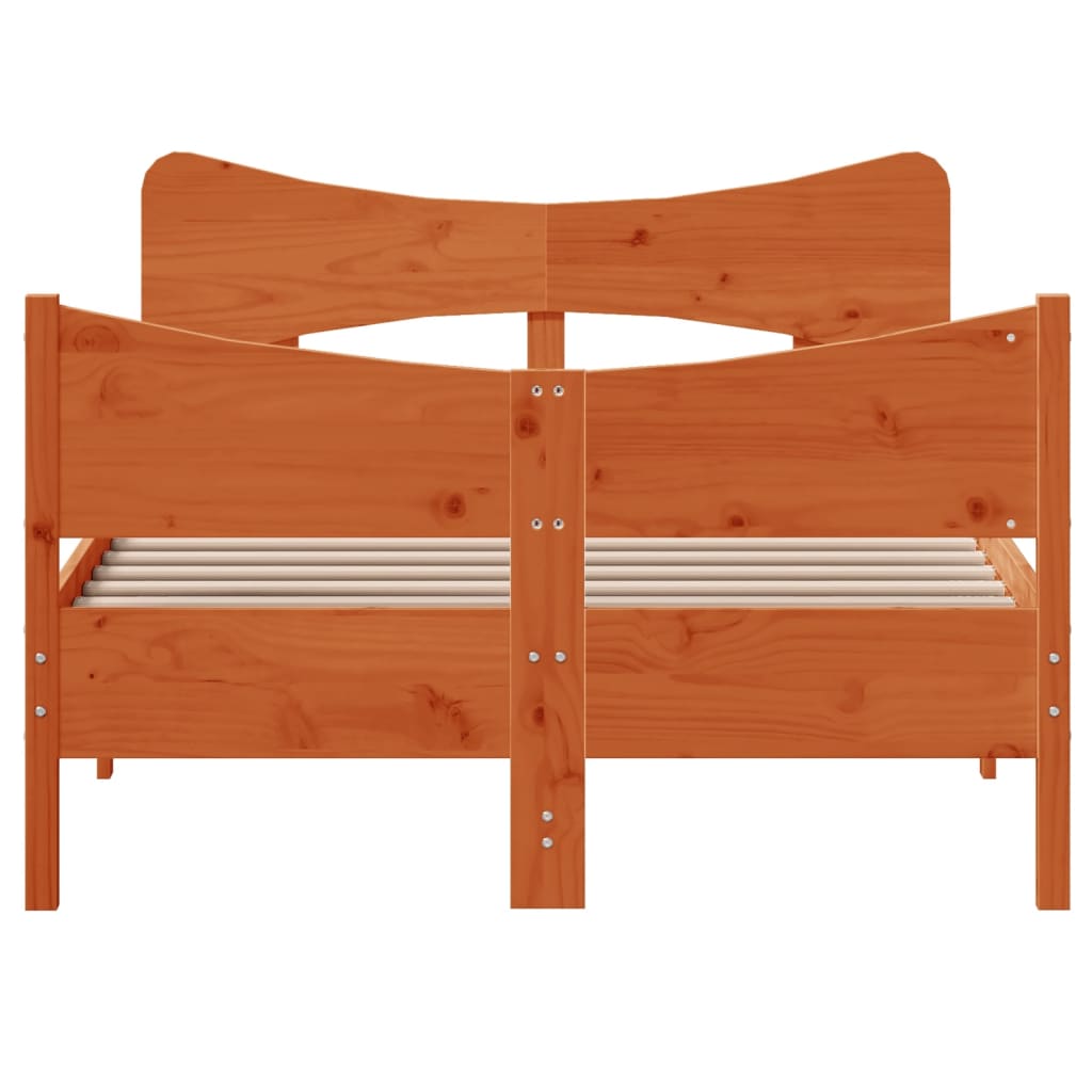 Cadre de lit sans matelas cire marron 120x200cm bois pin massif - XIOS