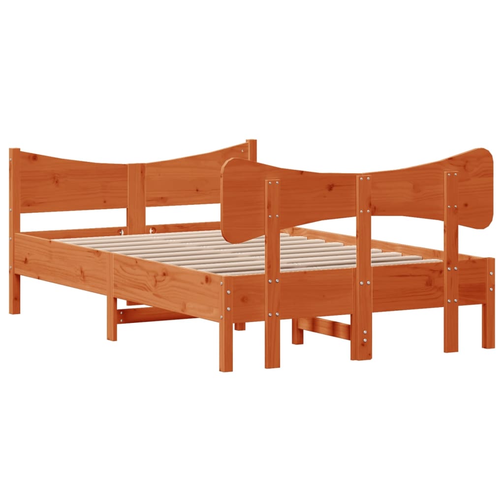 Cadre de lit sans matelas cire marron 120x200cm bois pin massif - XIOS
