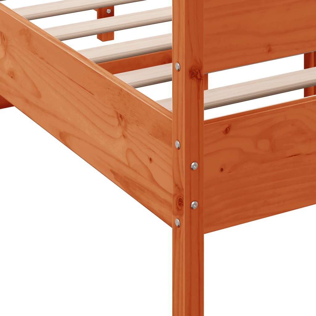 Cadre de lit sans matelas cire marron 120x200cm bois pin massif - XIOS