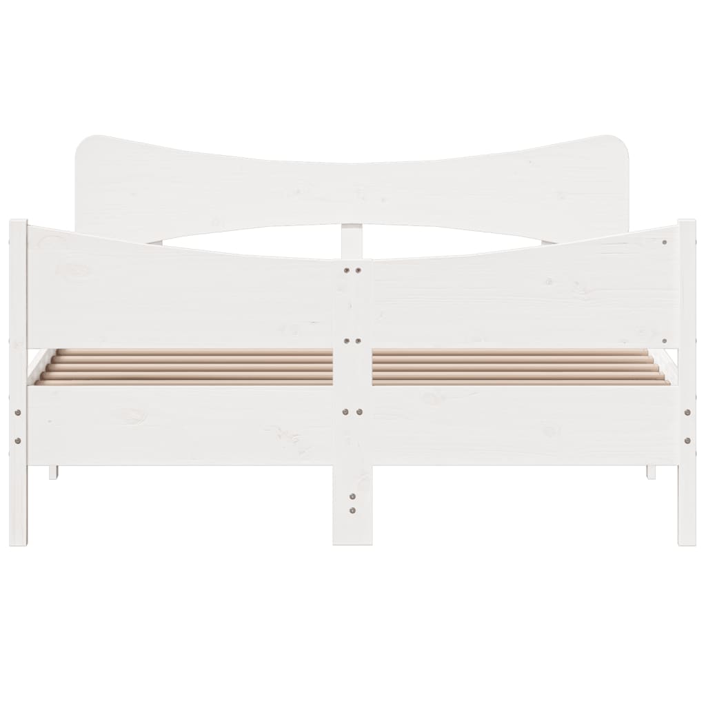 Cadre de lit sans matelas blanc 140x190 cm bois de pin massif - XIOS