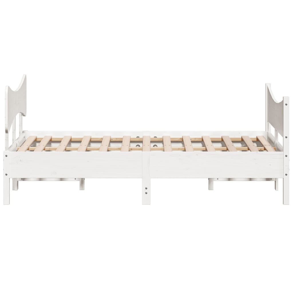 Cadre de lit sans matelas blanc 140x190 cm bois de pin massif - XIOS