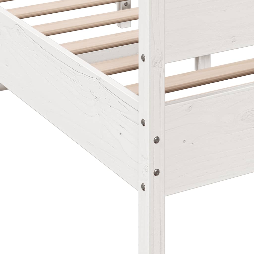 Cadre de lit sans matelas blanc 140x190 cm bois de pin massif - XIOS