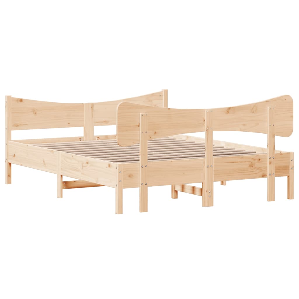 Cadre de lit avec tête de lit 135x190 cm bois de pin massif Lits & cadres de lit vidaXL   
