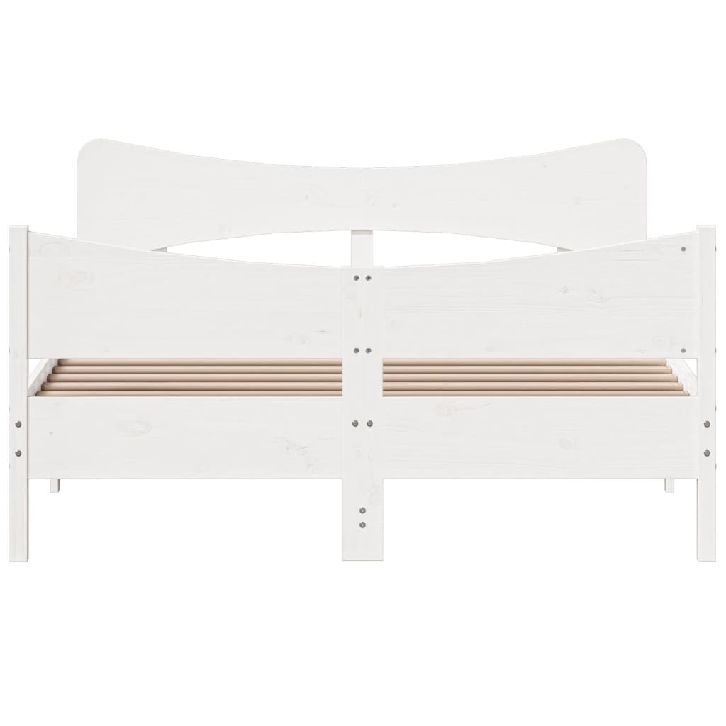 Cadre de lit sans matelas blanc 135x190 cm bois de pin massif - XIOS