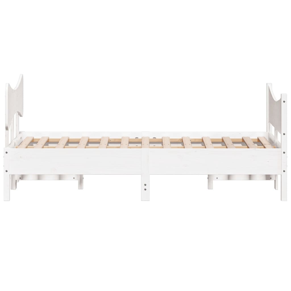 Cadre de lit sans matelas blanc 135x190 cm bois de pin massif - XIOS