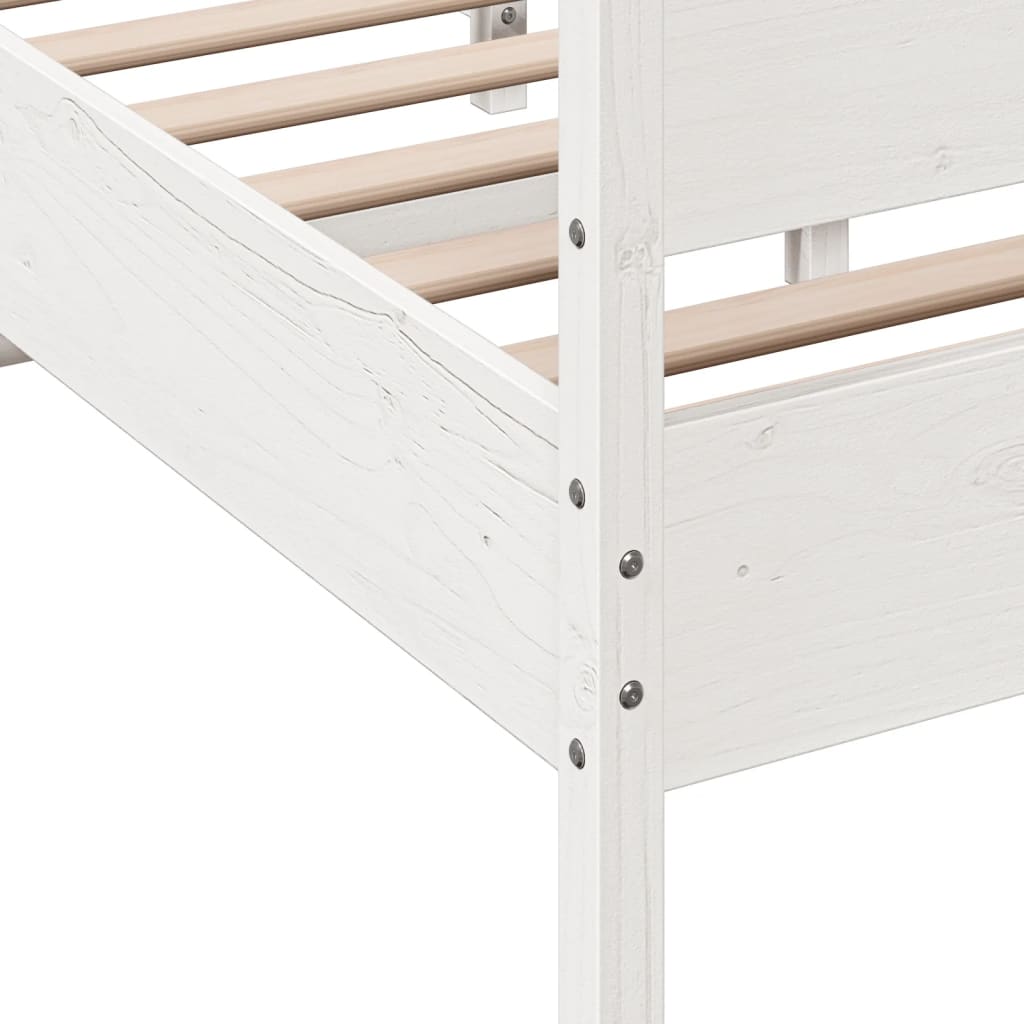 Cadre de lit sans matelas blanc 135x190 cm bois de pin massif - XIOS