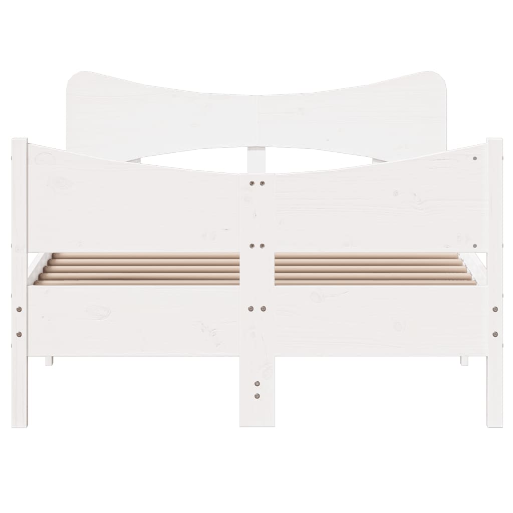 Cadre de lit sans matelas blanc 120x190 cm bois de pin massif - XIOS