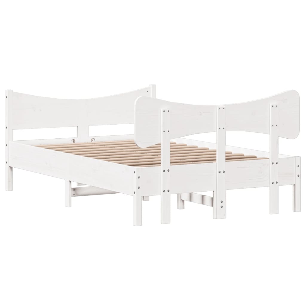 Cadre de lit sans matelas blanc 120x190 cm bois de pin massif - XIOS