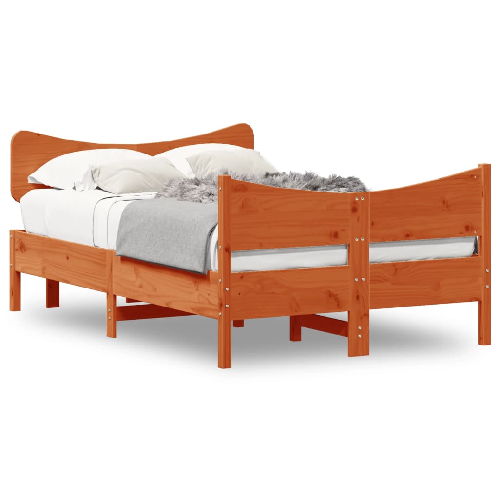 Cadre de lit sans matelas cire marron 120x190cm bois pin massif - XIOS