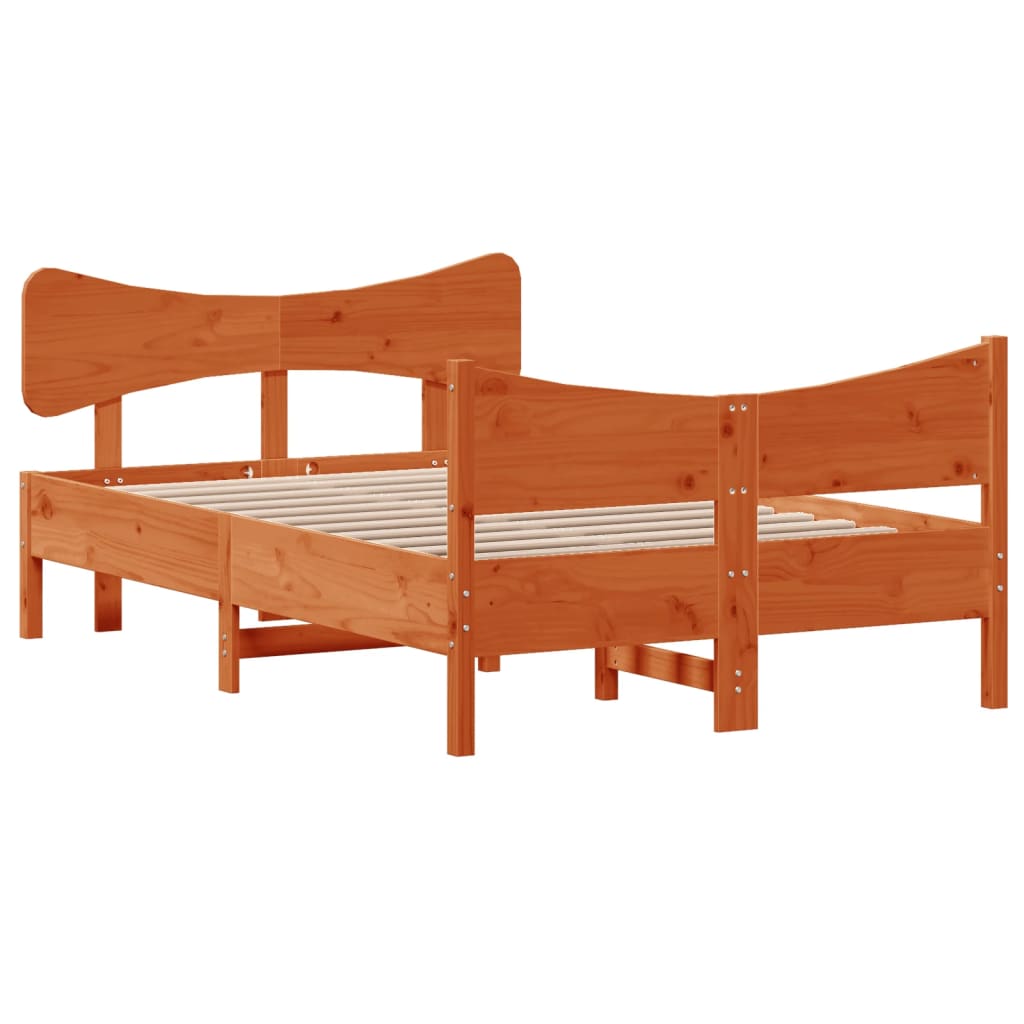 Cadre de lit sans matelas cire marron 120x190cm bois pin massif - XIOS