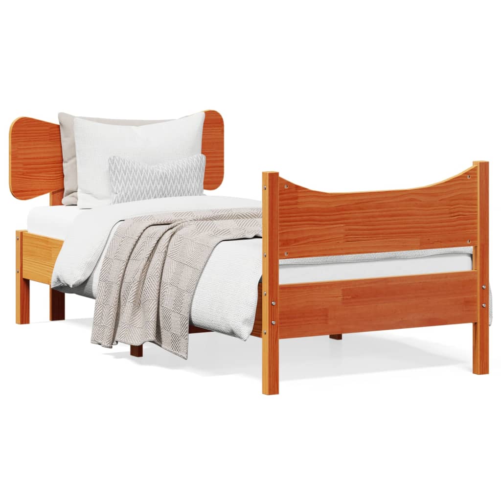 Cadre de lit sans matelas cire marron 75x190 cm bois pin massif - XIOS