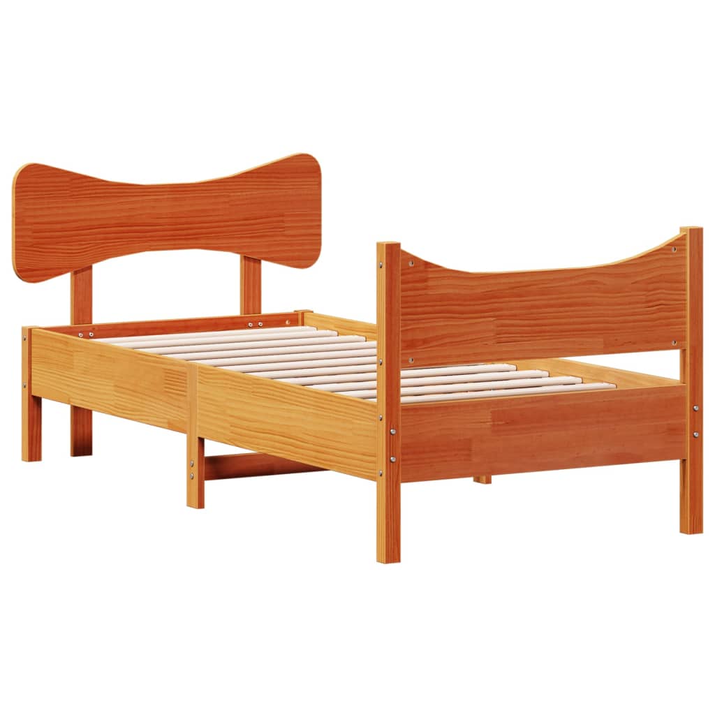 Cadre de lit sans matelas cire marron 75x190 cm bois pin massif - XIOS
