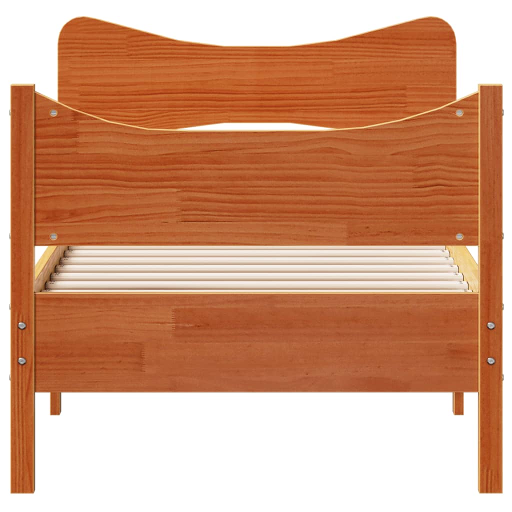 Cadre de lit sans matelas cire marron 75x190 cm bois pin massif - XIOS