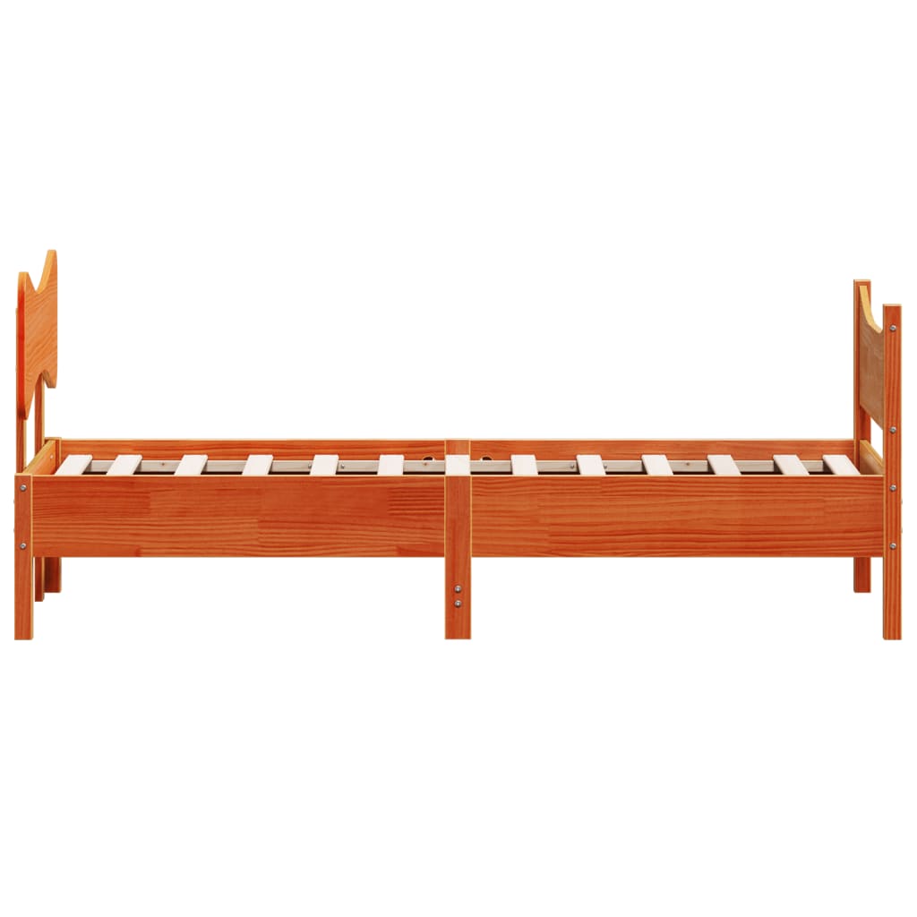 Cadre de lit sans matelas cire marron 75x190 cm bois pin massif - XIOS