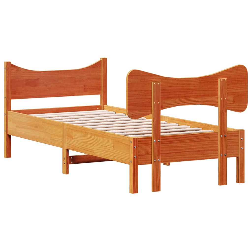 Cadre de lit sans matelas cire marron 75x190 cm bois pin massif - XIOS