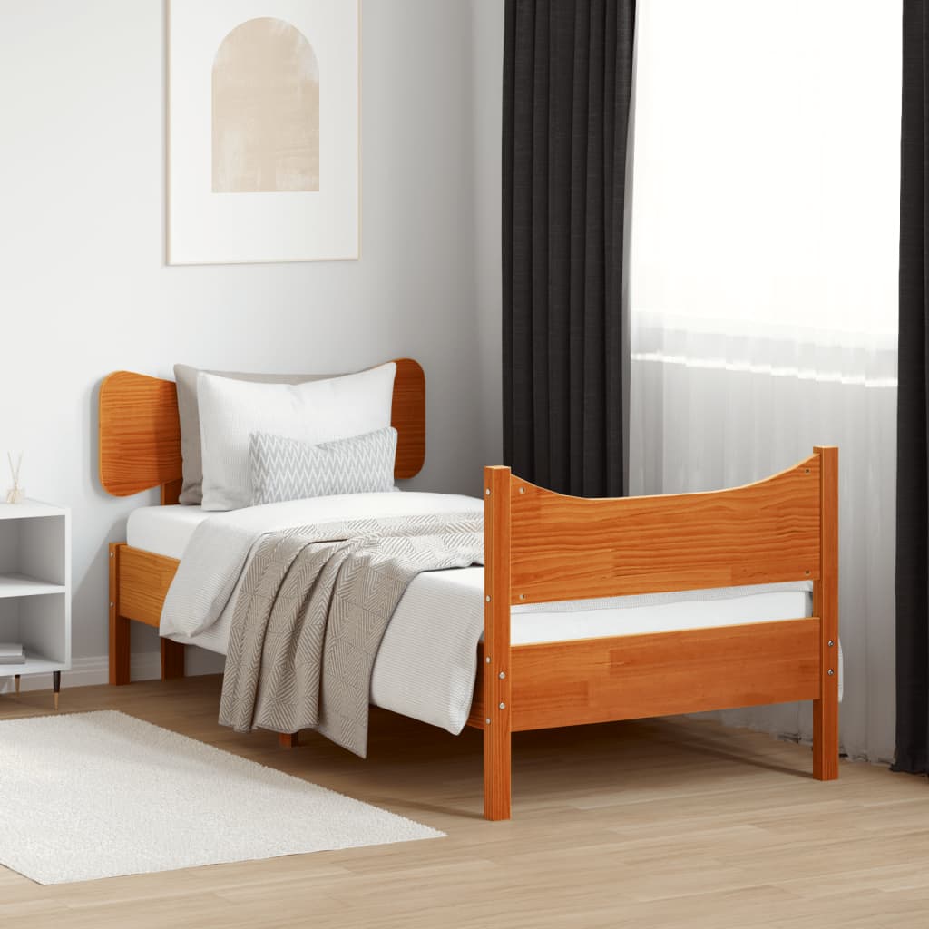 Cadre de lit sans matelas cire marron 75x190 cm bois pin massif - XIOS
