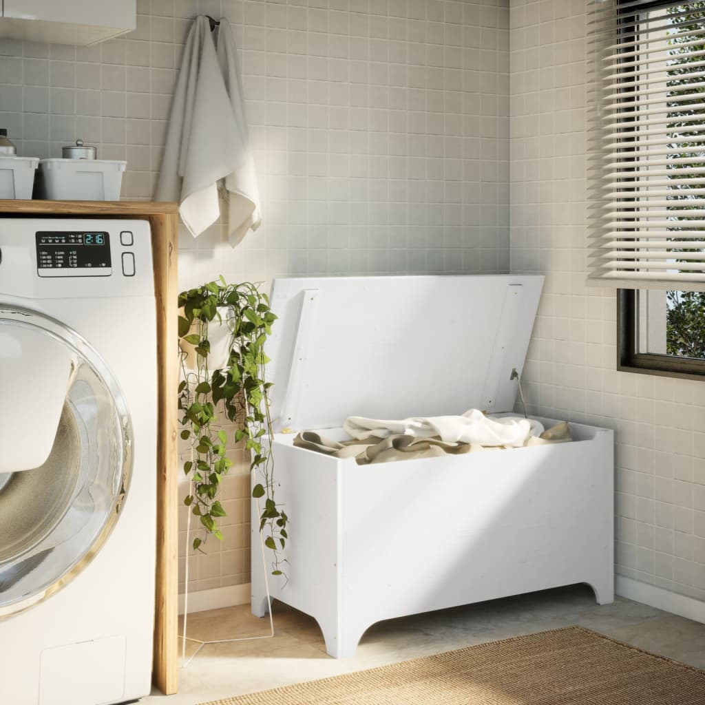 Boîte de rangement avec couvercle RANA blanc bois massif de pin Coffres de rangement vidaXL
