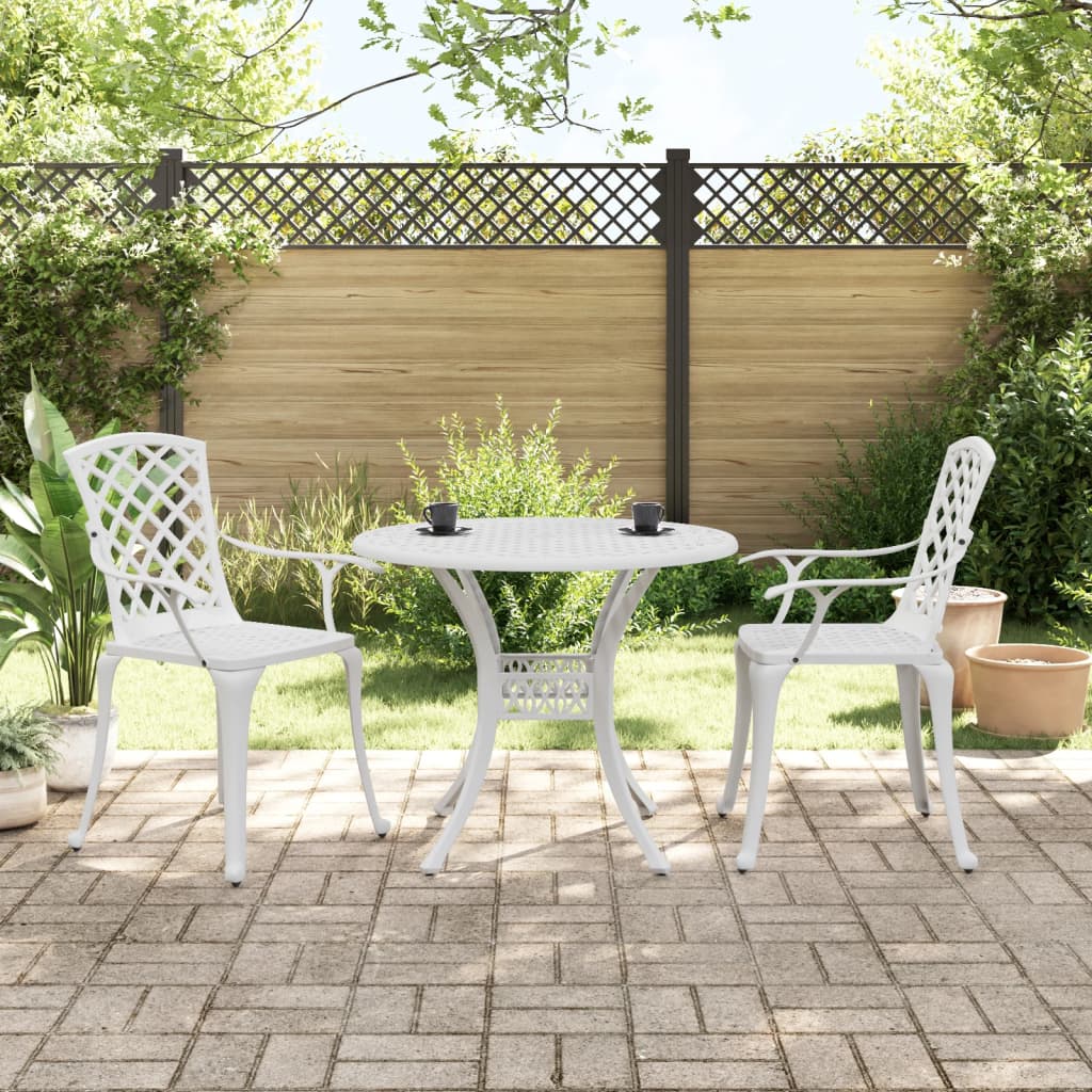 Ensemble de bistro 3 pcs blanc aluminium coulé
