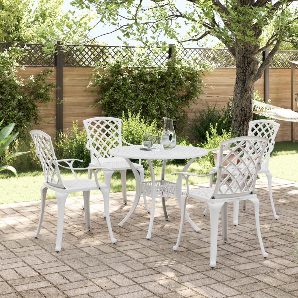 Ensemble à manger de jardin 5 pcs blanc aluminium coulé