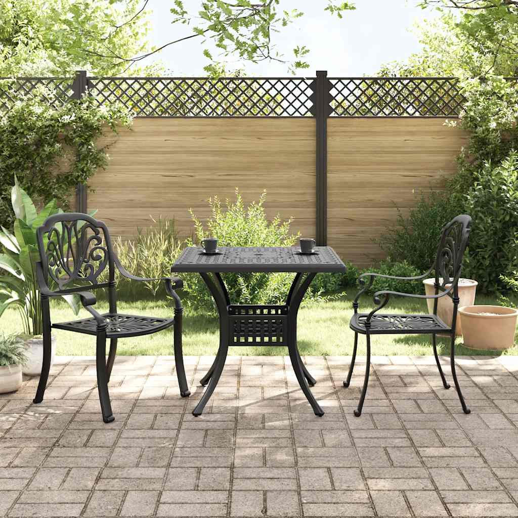 Ensemble de bistro 3 pcs noir aluminium coulé