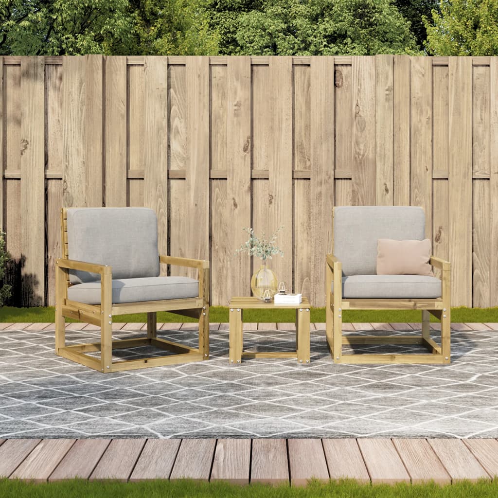Salon de jardin 3 pcs bois de pin imprégné - XIOS
