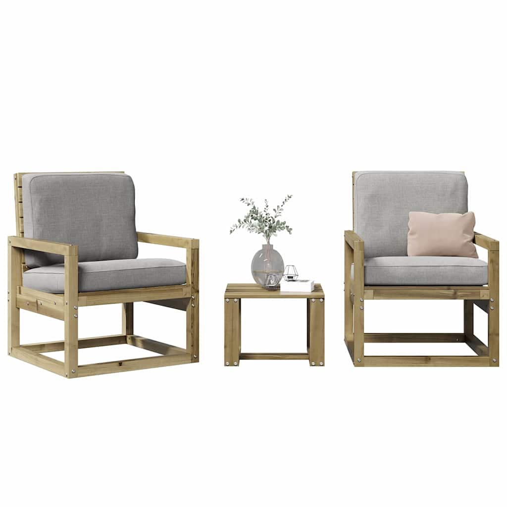 Salon de jardin 3 pcs bois de pin imprégné - XIOS