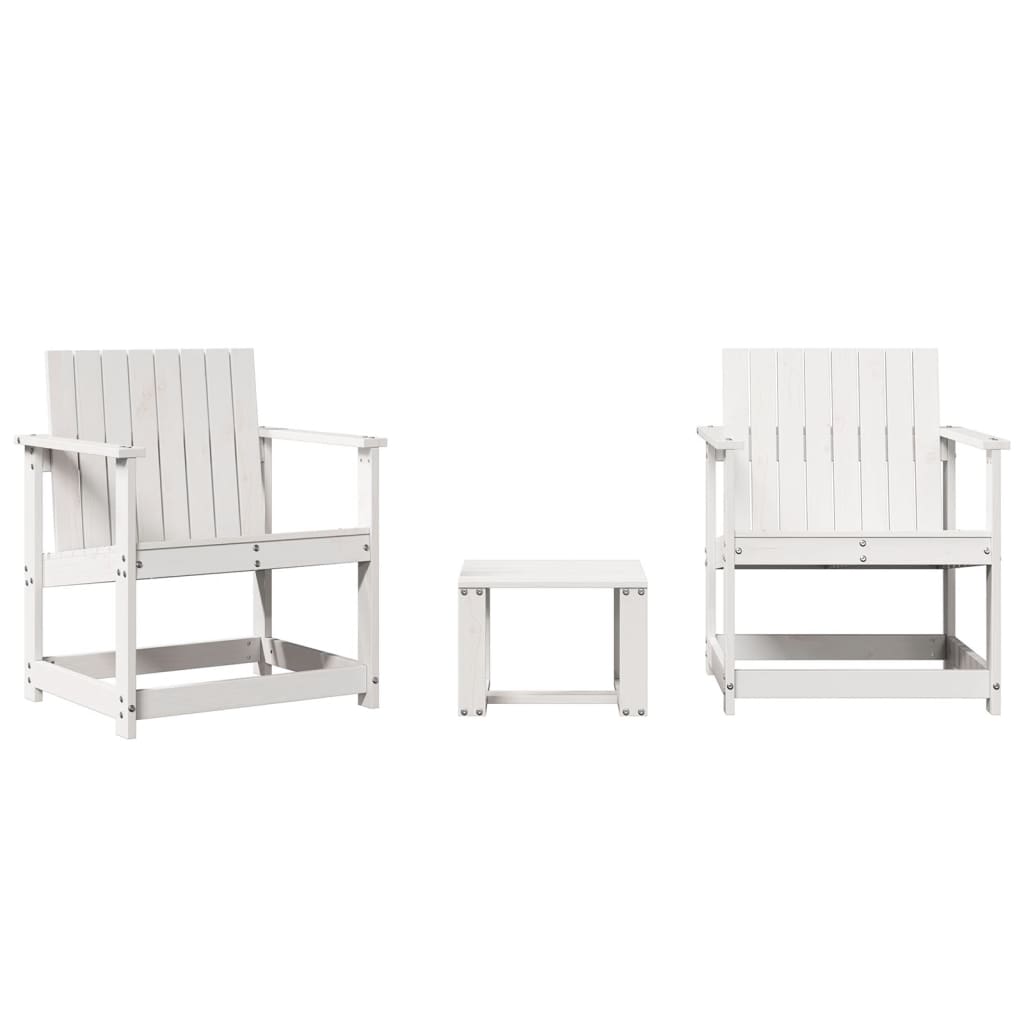 Salon de jardin 3 pcs blanc bois massif de pin Chaises de jardin vidaXL