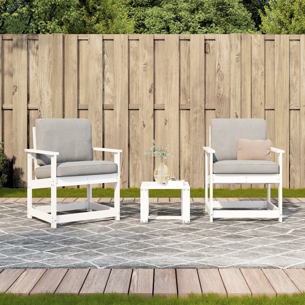 Salon de jardin 3 pcs blanc bois massif de pin Chaises de jardin vidaXL