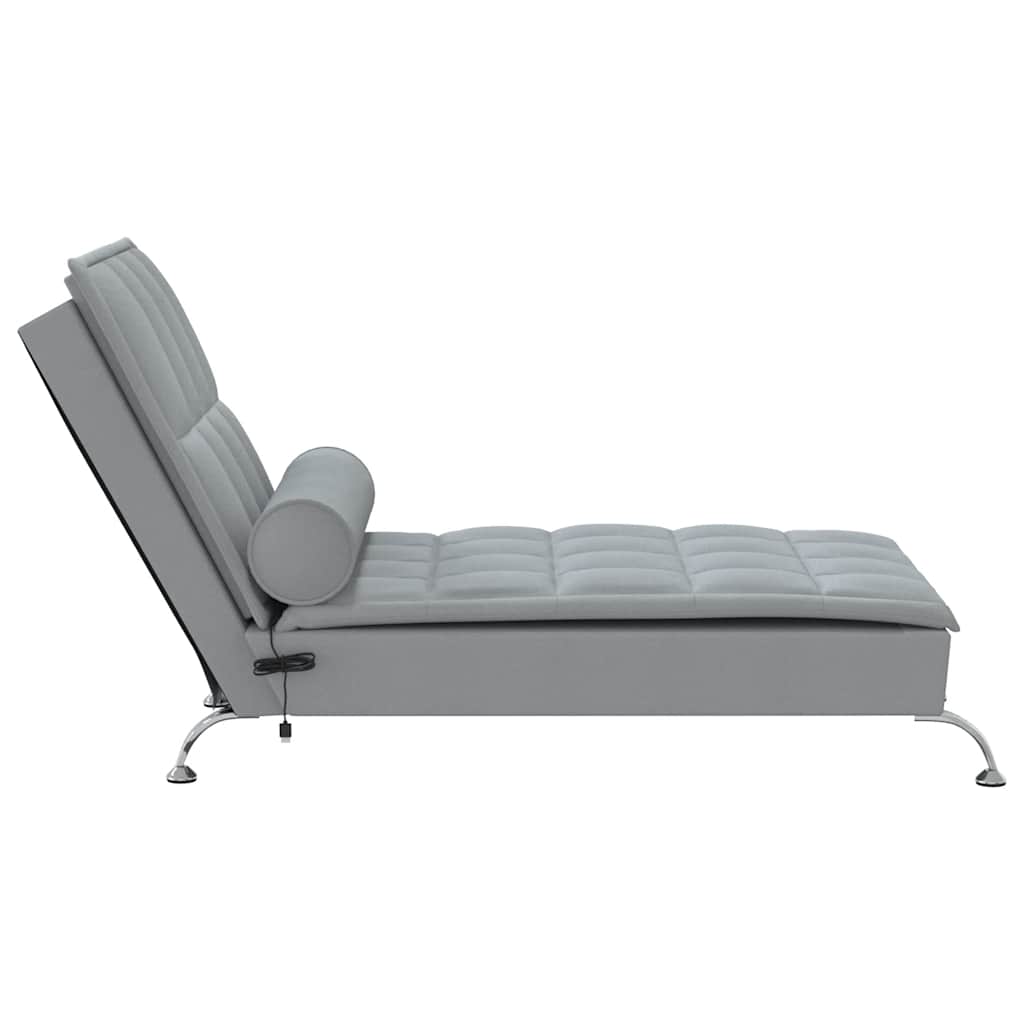 Chaise longue de massage avec traversin gris clair tissu - XIOS