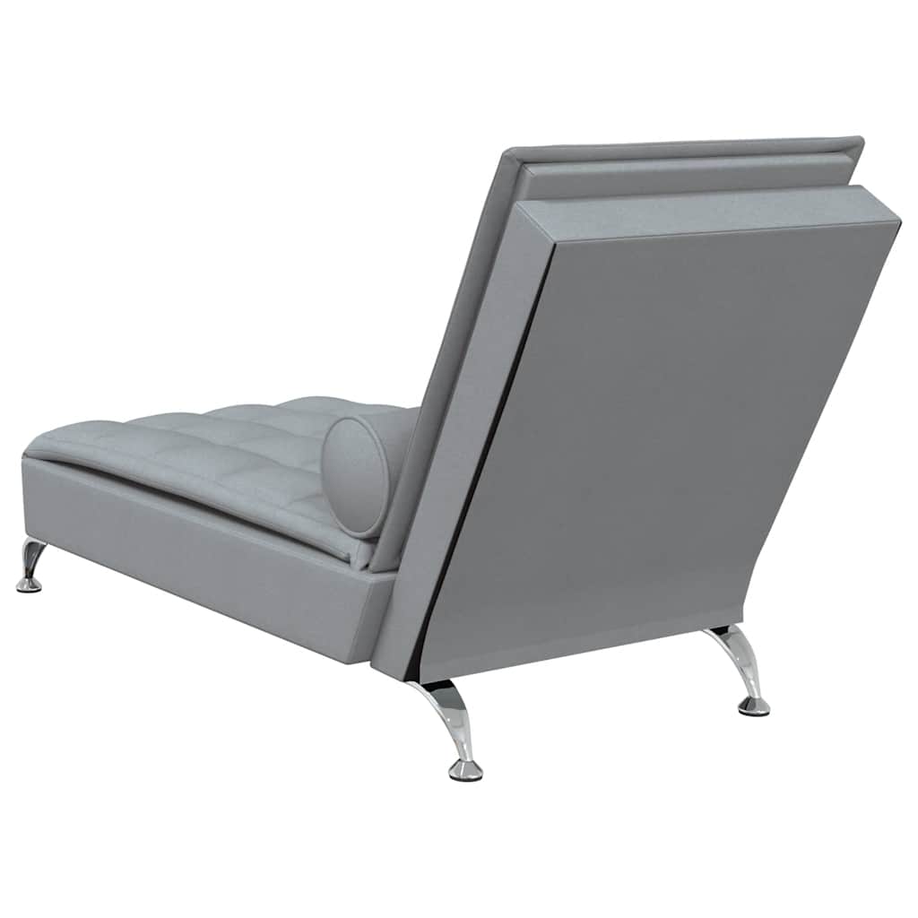 Chaise longue de massage avec traversin gris clair tissu - XIOS